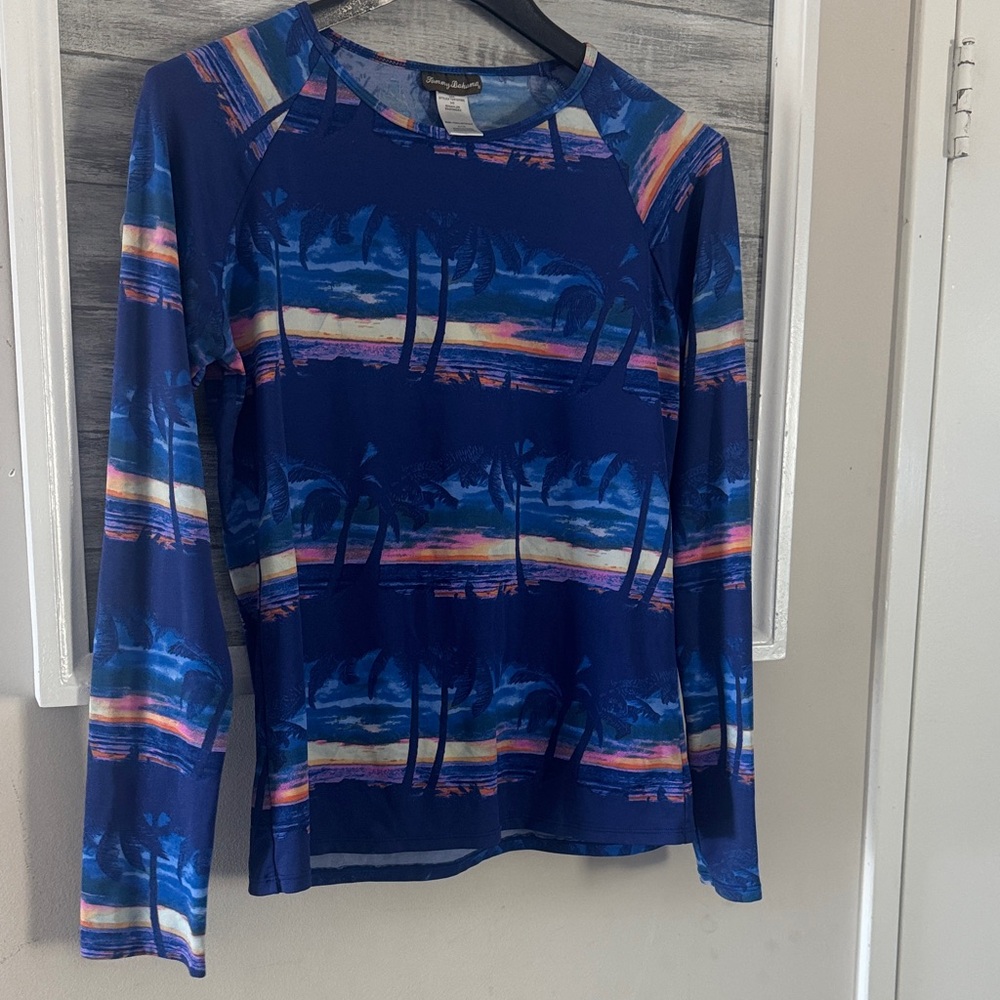 Tommy Bahama Multicolor Palm Print Rashguard/Athletic Top